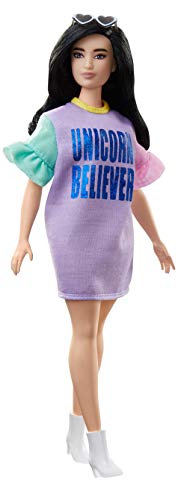 Barbie Fashionista, Bambola Mora Con Vestito Unicorn Believer, Giocattolo Per Bambini 3+ Anni, Fxl60
