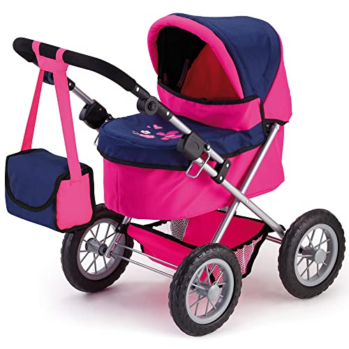 Bayer Design-13013Aa Carrozzina Bambolotti, Passeggino Per Bambola Con Borsa, Pieghevole, Regolabile In Altezza, Colore Pink, Farfalla, 13013Aa