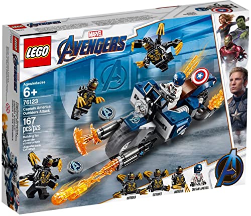 Lego Super Heroes Marvel Avengers Captain America: Attacco Degli Outrider, Moto Giocattolo, Playset, 76123