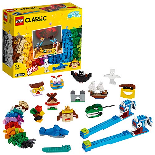 Lego Classic Mattoncini E Luci, Set Teatro Delle Ombre Divertente Con Mattoncino Luminoso E 12 Modellini Da Costruire, Giochi Creativi Per Bambini E B