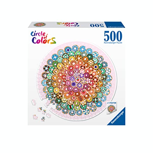 Ravensburger - Puzzle Rotondo Donuts, Collezione Circle Of Colors 500 Pezzi, Idea Regalo, Per Lei O Lui, Puzzle Adulti