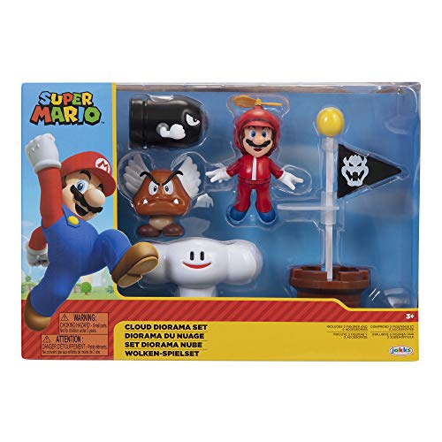 Super Mario- Nintendo 6 Cm Personaggi Multipack Diorama Set Da Gioco – Nuvole Mondo Film Accessorio, Colore Cranberry, Onesize, 401994