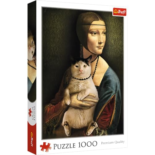 Trefl 1000 Elementi, Personalizzati, Immagini, Ritratti, Te, Intrattenimento Creativo, Regali, Divertenti, Classici Puzzle, Colore Dama Con Il Gatto,