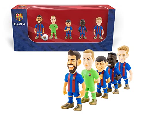 Minix – Confezione Da 5 Bambole Del Calcio Club Barcellona | Figurine Dei Giocatori: Piqué, Pedri, Ter Stegen, Ansu Fati E De Jong | Ideale Per Torte