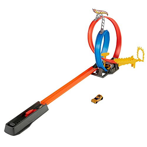 Hot Wheels -Energy Track Pista Da Costruire Con Doppio Giro Della Morte, Anello Di Fuoco E Macchinina, Giocattolo Per Bambini 4+ Anni, Gnd92