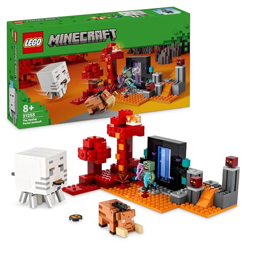 Lego Minecraft Agguato Nel Portale Del Nether, Gioco Da Costruire Per Bambini E Bambine Da 8 Anni In Su, Set Con Scene Di Battaglia E Personaggi Iconi