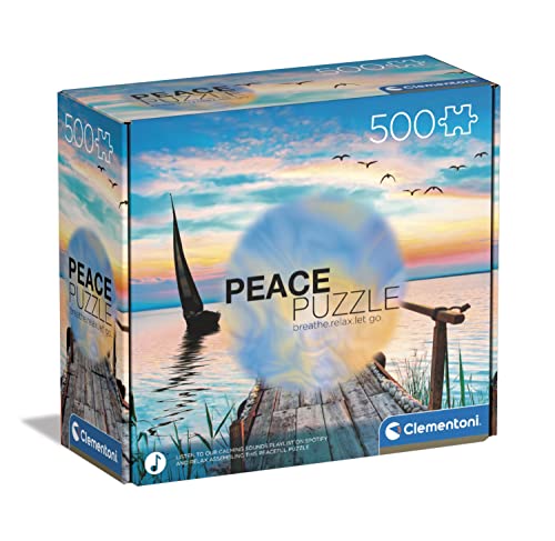 Clementoni - 35121 - Peace Puzzle - The Lake - 500 Pezzi - Made In Italy, Puzzle Adulti 500 Pezzi, Puzzle Paesaggi, Puzzle Rilassanti, Divertimento Pe