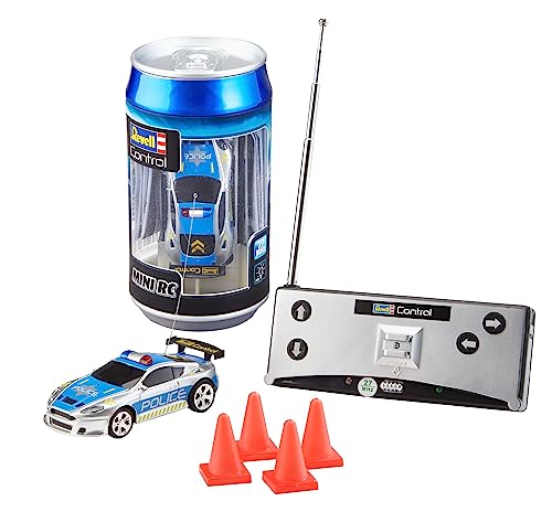 Revell- Mini Rc Police Car Aus Der Dose Mit 27Mhz-Fernsteuerung Inkl. Ladefunktion, Led-Licht, Kurze Ladezeit, Lange Fahrzeit Piccola Auto Della Poliz