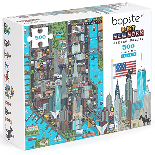 Puzzle 500 Pezzi New York - Puzzle Adulti Con Porta Puzzle - Puzzle New York Con Arte E Panorama Della Citta - Puzzle Grandi Dimensioni Per Adulti E B