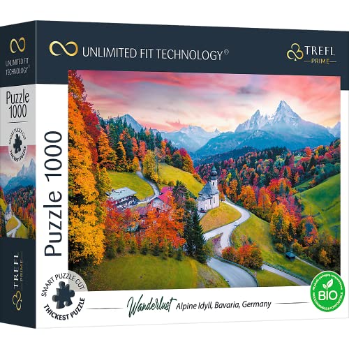Trefl Prime - Puzzle Uft Wanderlust: Alpine Idyll, Bavaria, Germany - 1000 Elementi, Cartone Più Spesso, Bio, Eco, Alpi, Germania, Bavaria, Montagne,