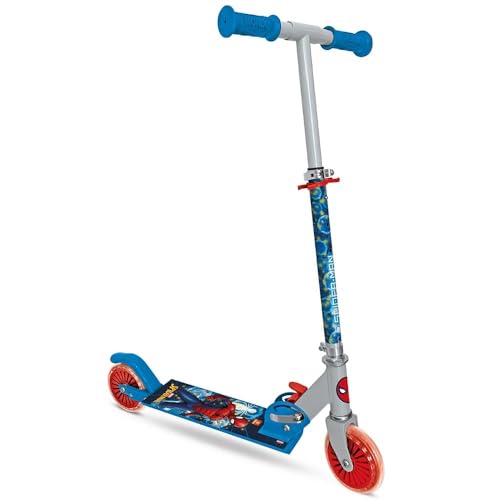 Mondo Toys - Spider-Man Marvel Alu Scooter Monopattino 2 Ruote Pieghevole In Alluminio Con Pedana Extra Grip E Manubrio Regolabile Per Bambini