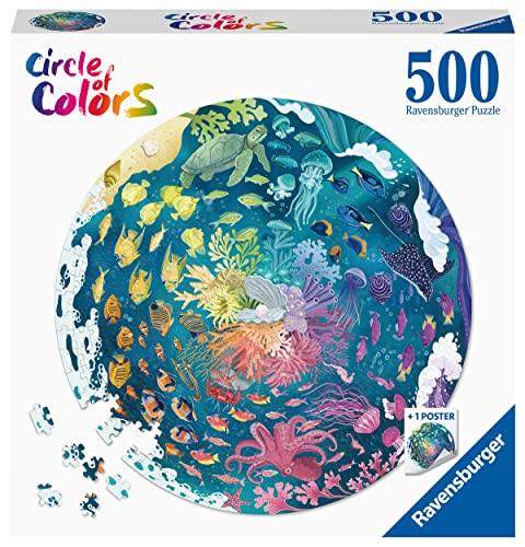 Ravensburger - Puzzle Circolare Oceano, Collezione Circle Of Colors 500 Pezzi, Idea Regalo, Per Lei O Lui, Puzzle Adulti