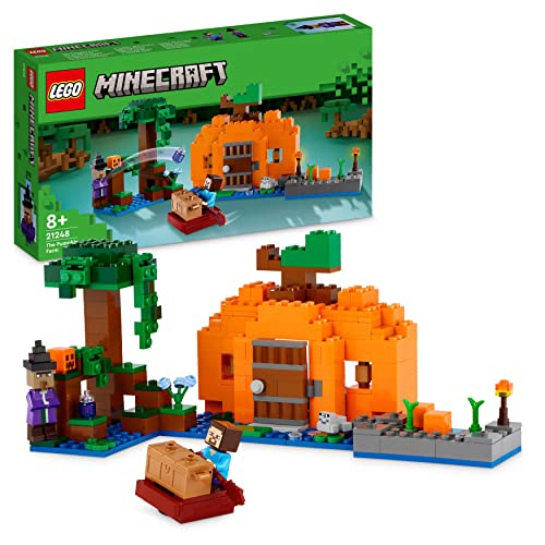 Lego Minecraft La Fattoria Delle Zucche, Casa Giocattolo Costruibile Con Rana, Barca, Forziere E Figure Di Steve E Strega, Giocattoli D'Azione Nel Bio