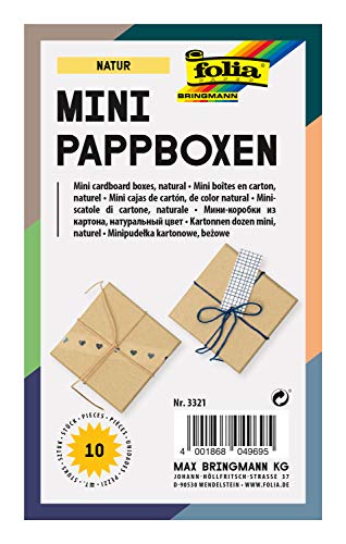 Folia- Mini Scatole Regalo In Cartone, Rettangolari, Naturali, 10 Pezzi, 7,5 X 7,5 X 4,5 Cm, Ideali Per Decorare E Regalare, Colore, 3321