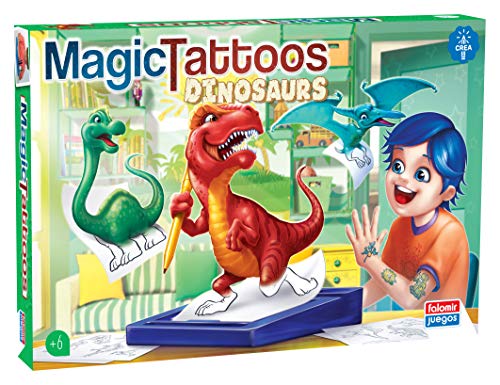 Falomir- Tatuaggi Magici Dinosauri. Gioco Da Tavolo. Artigianato, Multicolore, 31053