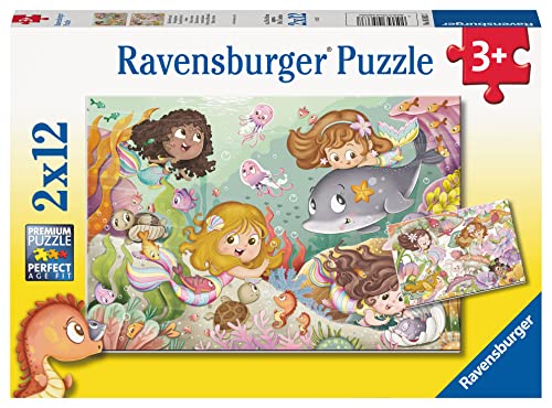Ravensburger - Puzzle Illustrato Fatine E Sirene, Collezione 2X12, 2 Puzzle Da 12 Pezzi, Età Raccomandata 3+ Anni