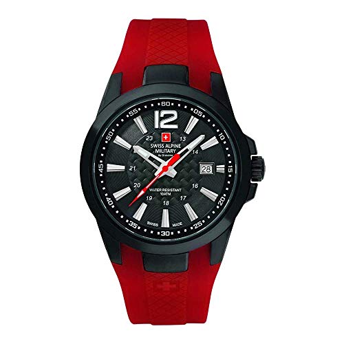 Swiss Alpine Military By Grovana, 7058.1876 10Atm, Orologio Da Uomo, Rosso