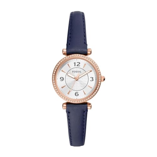 Fossil Orologio Da Donna, Carlie Three-Hand, Orologio In Acciaio Inossidabile Con Cassa Di 28 Mm E Cinturino In Pelle, Marrone (Brown)