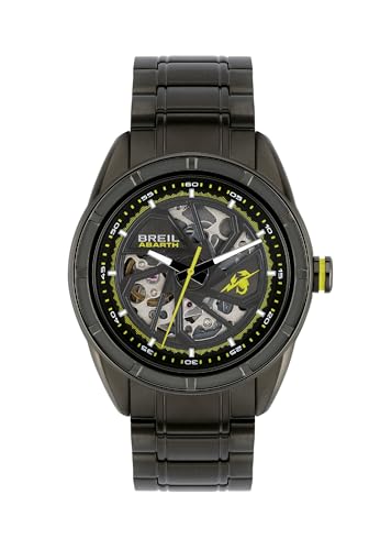 Breil Tw2045 Orologio Uomo Abarth Quadrante Mono-Colore Nero Movimento Solo Tempo Automatico E Bracciale Acciaio Colorato Grigio