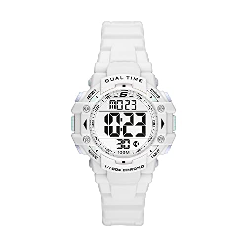 Skechers Orologio Rossmoor Donna, Movimento Digitale, Cassa In Poliuretano Bianco Da 38 Mm Con Cinturino In Poliuretano, Sr2111