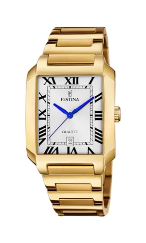 Festina Orologio Uomo F20678/1 On The Square Cassa Di Acciaio Inossidabile 316L Oro Cinturino In Acciaio Inossidabile 316L Oro