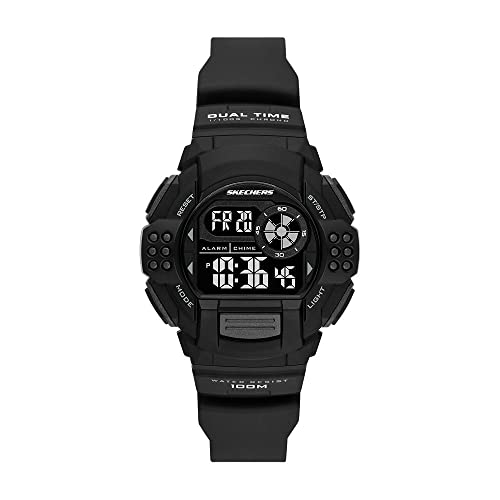 Skechers Orologio Lampson Da Donna, Movimento Digitale, Cassa In Poliuretano Nero 42 Mm Con Cinturino In Poliuretano, Sr2112
