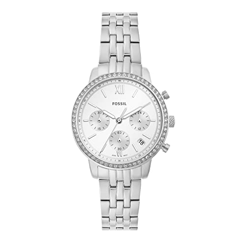 Fossil Orologio Neutra Da Donna, Movimento Cronografo, Cassa In Acciaio Inossidabile 36 Mm E Bracciale In Acciaio Inossidabile, Es5217