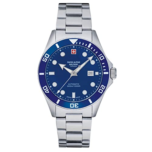 Swiss Alpine Military 7095.2 - Orologio Da Uomo, Analogico, Automatico, In Acciaio Inox, Acciaio/Blu/Blu - 2135Sam
