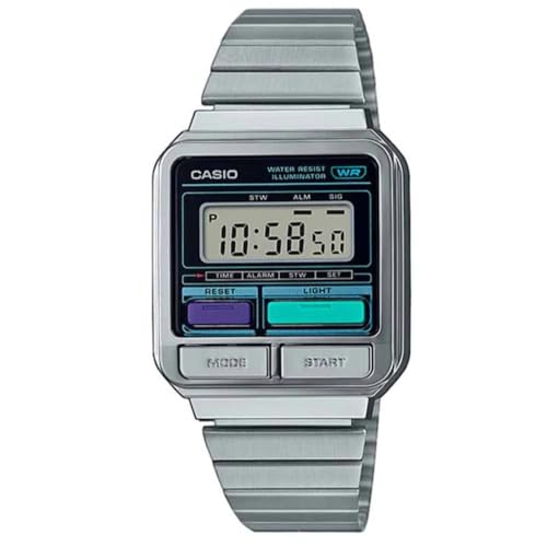 Casio Orologio Digitale Al Quarzo Uomo Con Cinturino In Acciaio Inossidabile A120We-1Aef