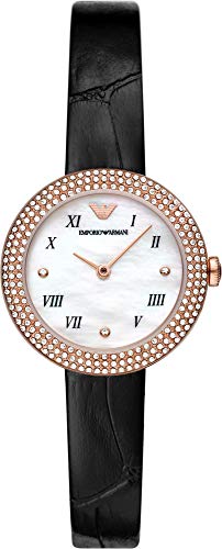 Emporio Armani Orologio Donna, Movimento A Due Lancette, Cassa In Acciaio Inossidabile Oro Rosa 30 Mm Con Cinturino In Pelle, Ar11356