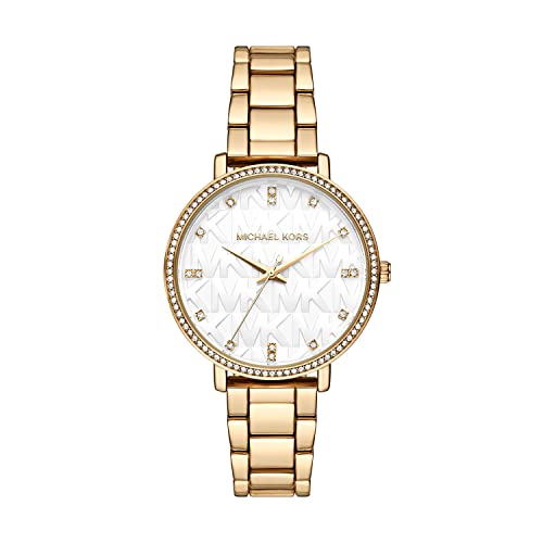 Michael Kors Orologio Pyper Da Donna, Movimento A Tre Lancette, Cassa In Lega Dorata Da 38 Mm Con Bracciale In Lega, Mk4666, Tono Oro E Bianco