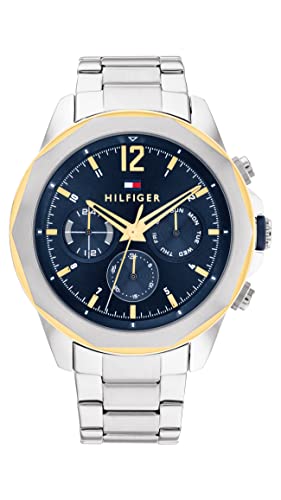 Tommy Hilfiger Orologio Analogico Multifunzione Al Quarzo Da Uomo Con Cinturino In Acciaio Inossidabile Argentato - 1792059
