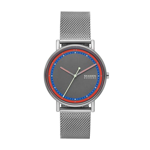Skagen Orologio Signatur Da Uomo, Movimento A Tre Lancette, Acciaio Inossidabile Con Cassa Da 40 Mm E Bracciale In Pelle O Acciaio Inossidabile, D'Arg