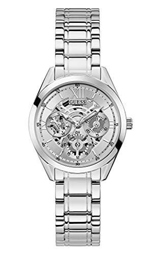 Guess Women Quartz Watch With Stainless Steel Strap, Silver, 16 (Model: Gw0253L1)