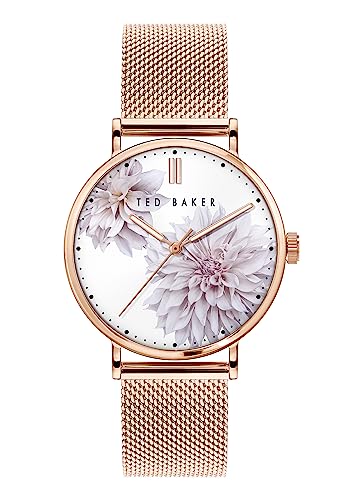 Ted Baker | Delle Donne | Phylipa Peonia | Bracciale In Maglia Oro Rosa | Quadrante Floreale Bianco | Bkpphf010