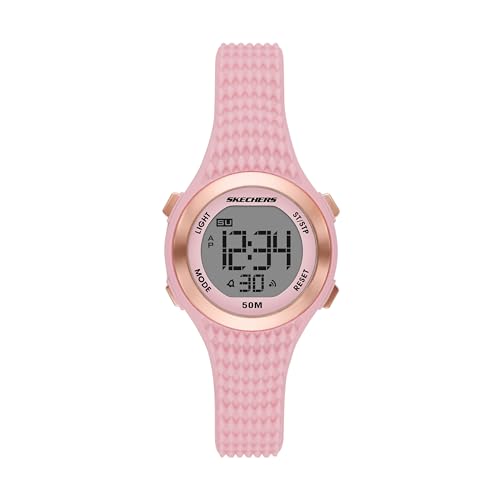 Skechers Orologio Elkwood Donna, Movimento Digitale, Cassa In Policarbonato Rosa 33Mm Con Cinturino In Poliuretano, Sr2129