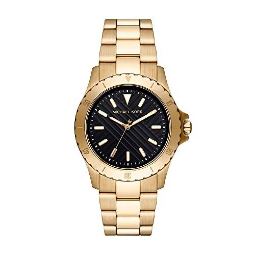 Michael Kors Orologio Everest Da Uomo, Movimento A Tre Lancette, Cassa In Acciaio Inossidabile Dorata Da 40 Mm Con Bracciale In Acciaio Inossidabile,