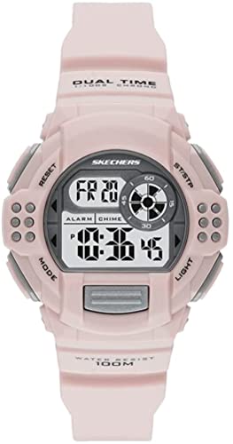 Skechers Orologio Lampson Donna, Movimento Digitale, Cassa In Poliuretano Rosa Da 42 Mm Con Cinturino In Poliuretano, Sr2120