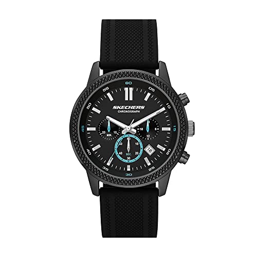 Skechers Orologio Clarkdale Da Uomo, Movimento Cronografo, Cassa In Lega Di Bronzo Da 44 Mm Con Cinturino In Silicone, Sr5197