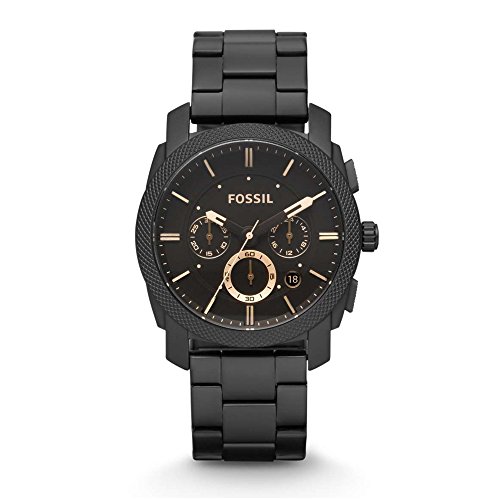 Fossil Orologio Da Uomo, Machine, Movimento Cronografo Al Quarzo, Cassa In Acciaio Inossidabile Nero Da 42 Mm Con Bracciale In Acciaio Inossidabile, F