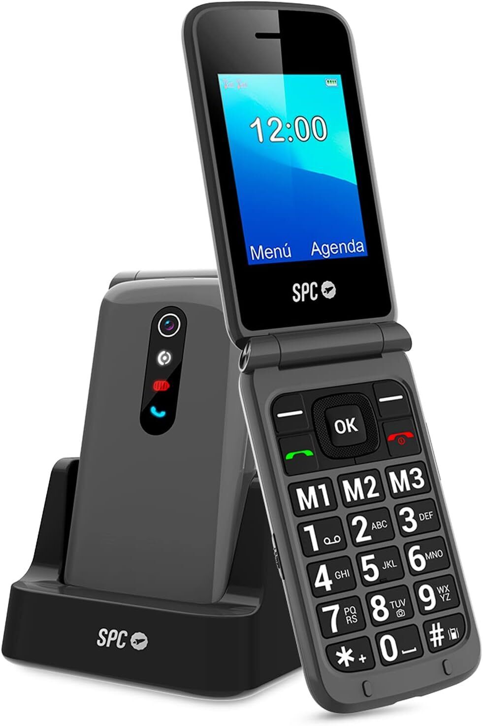 SPC Telefono Movil Boton SOS - de Tapa para Personas Mayores - Boton de Emergenc
