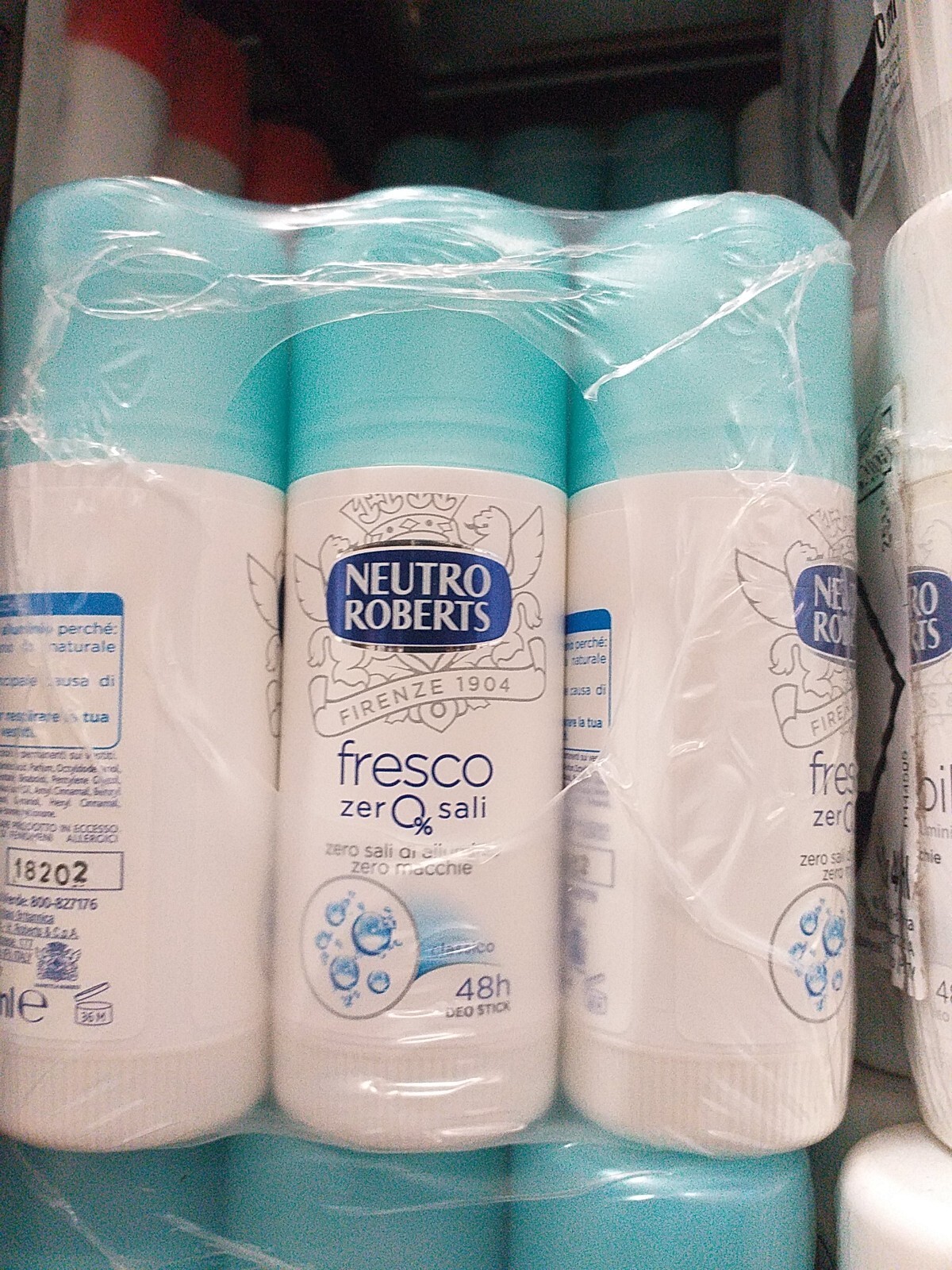 9 Pezzi Neutro Roberts Stick Fresco Classico Zero % Sali Zero Macchie 40ml 48h