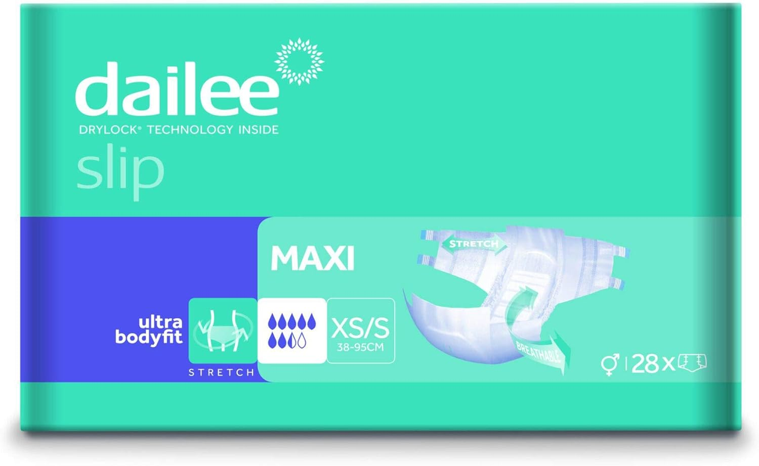 Dailee Slip Maxi  TG. XS/S 38-95 cm  da 28 pz pannolini per incontinenza