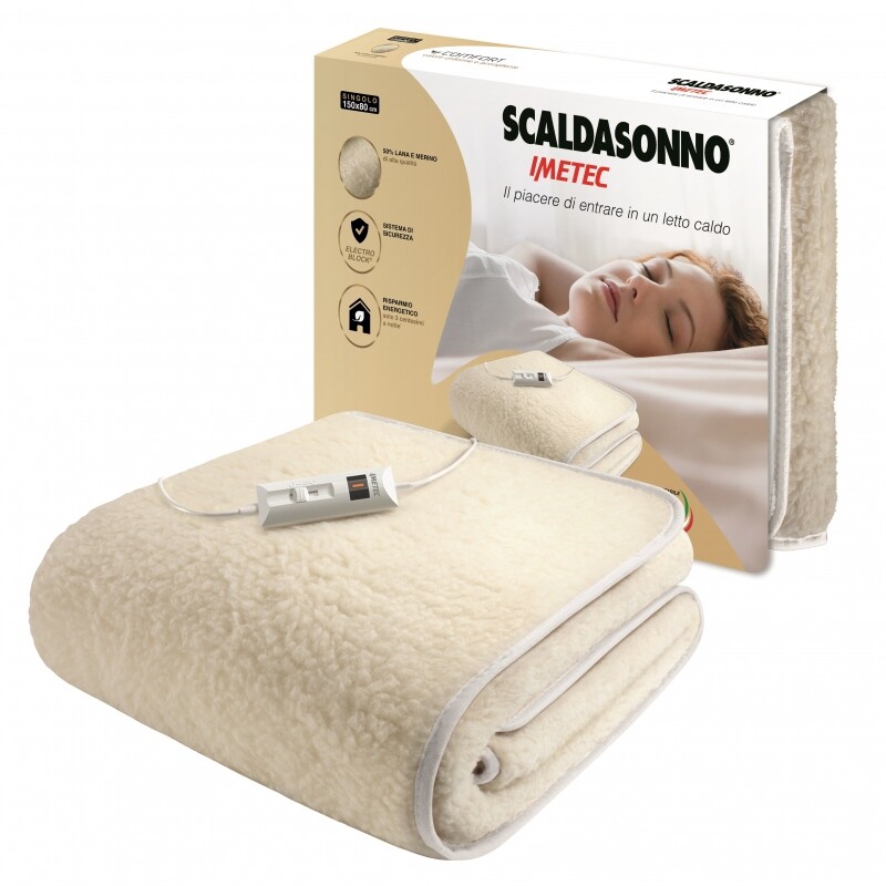 IMETEC 16799 COMFORT 2T SCALDASONNO SINGOLO 50% LANA E MERINO 150X80 CM