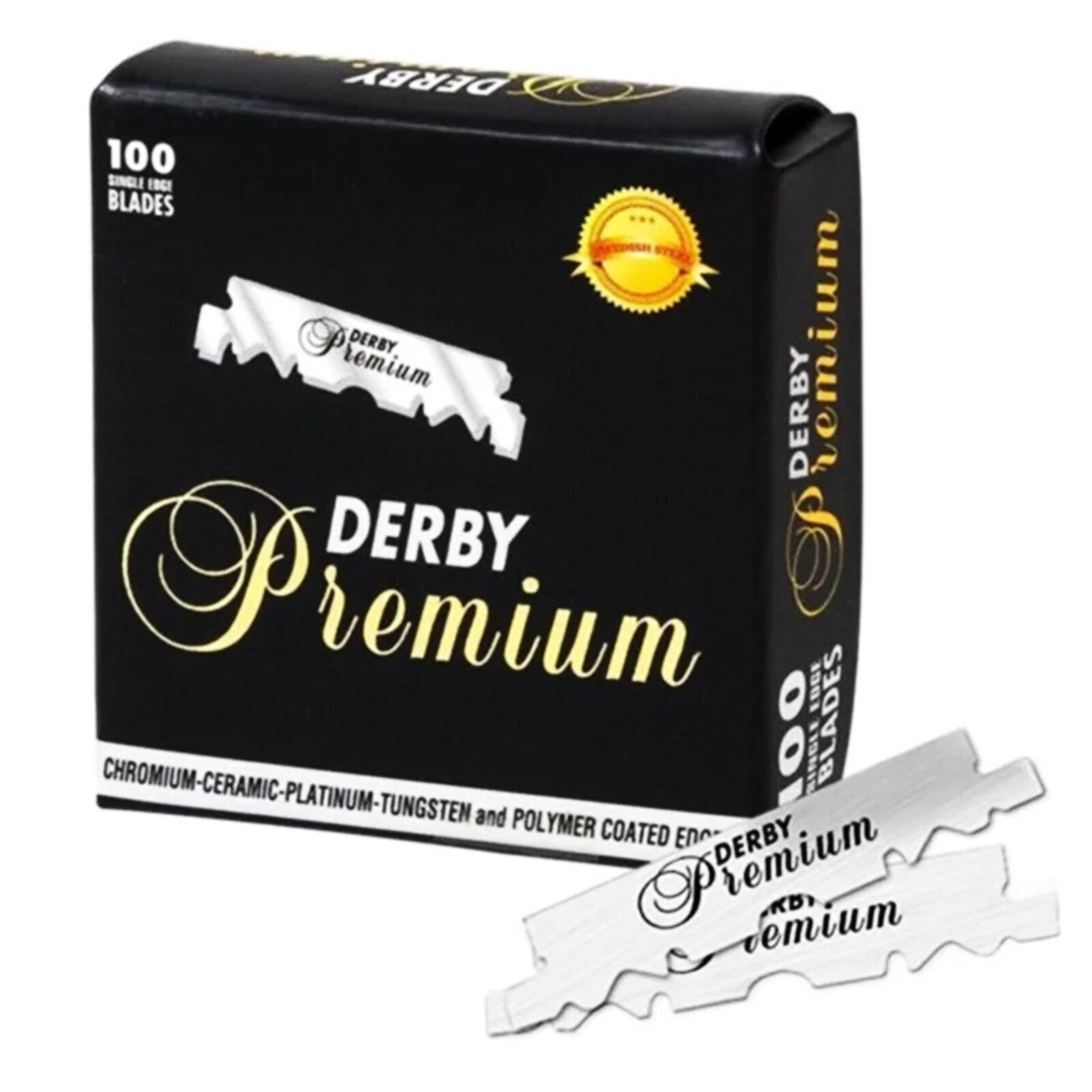 DERBY MEZZE LAME DA BARBA NERE PREMIUM PER BARBIERE 100PZ