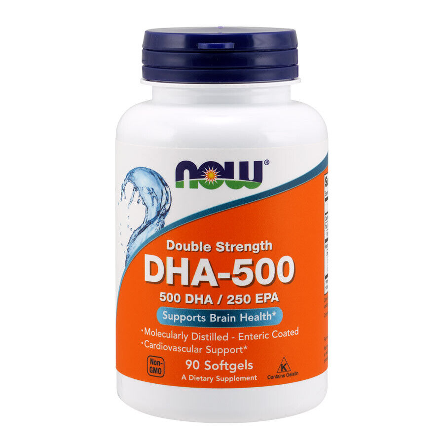 NOW Foods - DHA-500, Double Strength - 500 DHA - 250 EPA - 90 perle