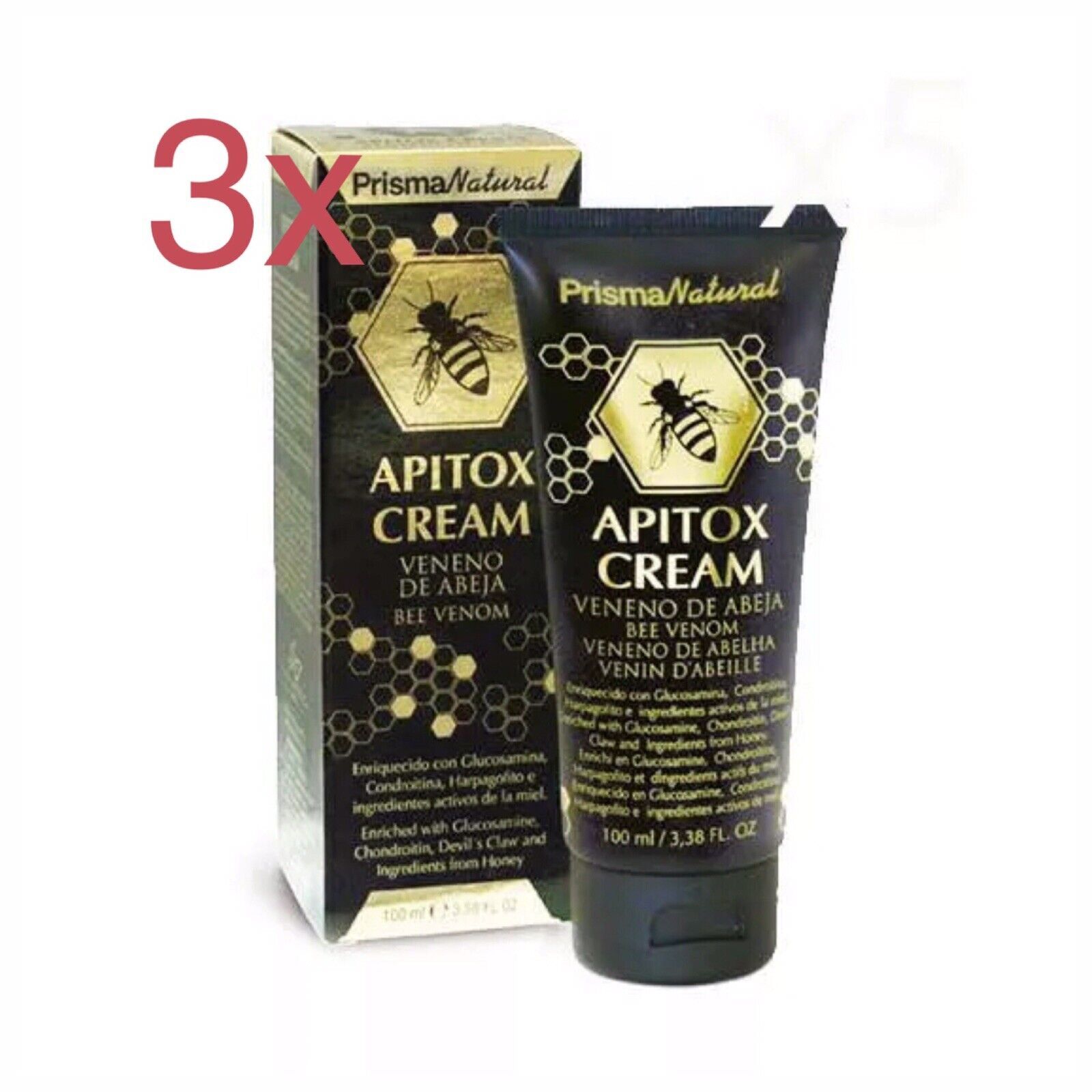 Confezione 3x Crema Apitox 100ml. Veleno d'api Antinfiammatorio. Totale 300ml