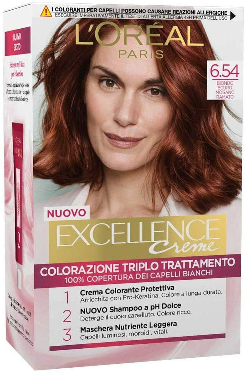 L'Oréal Paris Excellence Creme, Tinta Colorante, 6.54 Biondo Scuro Mogano Ramato