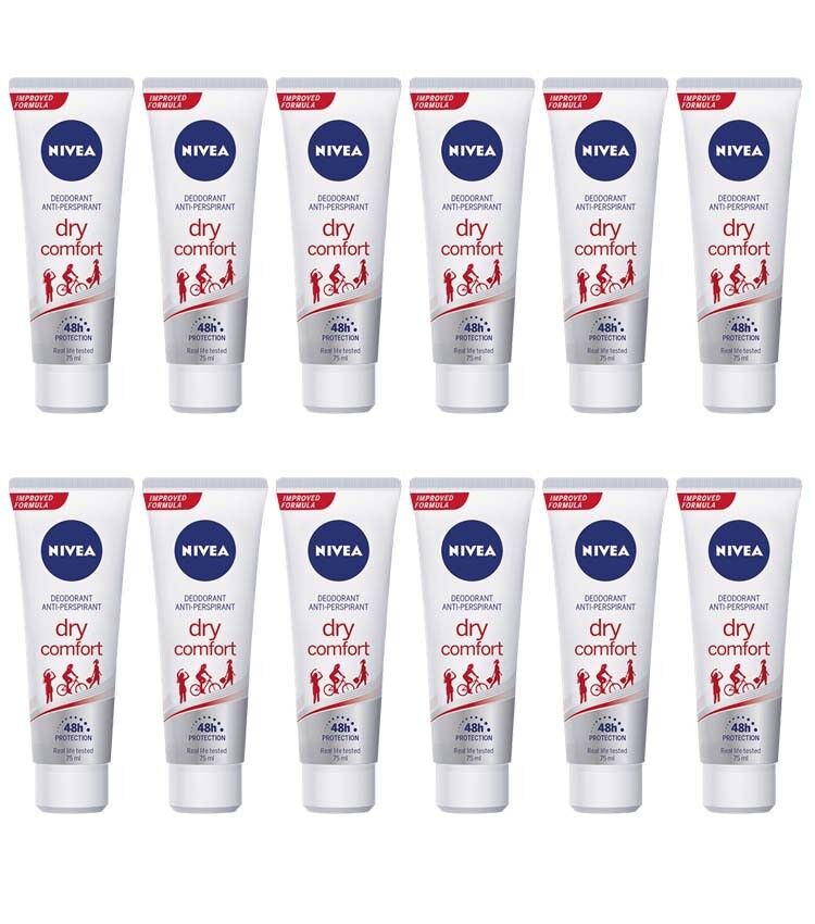 12pz Nivea Dry Comfort deodorante crema anti-traspirante 48h 75ml