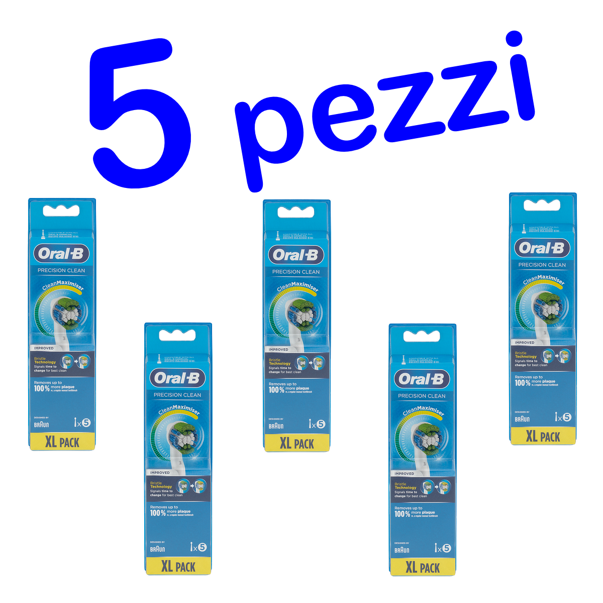 5 testine ricambio Oral-B precision clean XL pack cleanmaximizer oral B